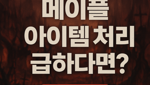 메이플 급처템 어떻게 정리 현명하고 투명하게 하자